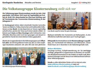 Kierlingtaler Rundschau Frühjahr 2023, Artikel über die Volkstanzgruppe Klosterneuburg